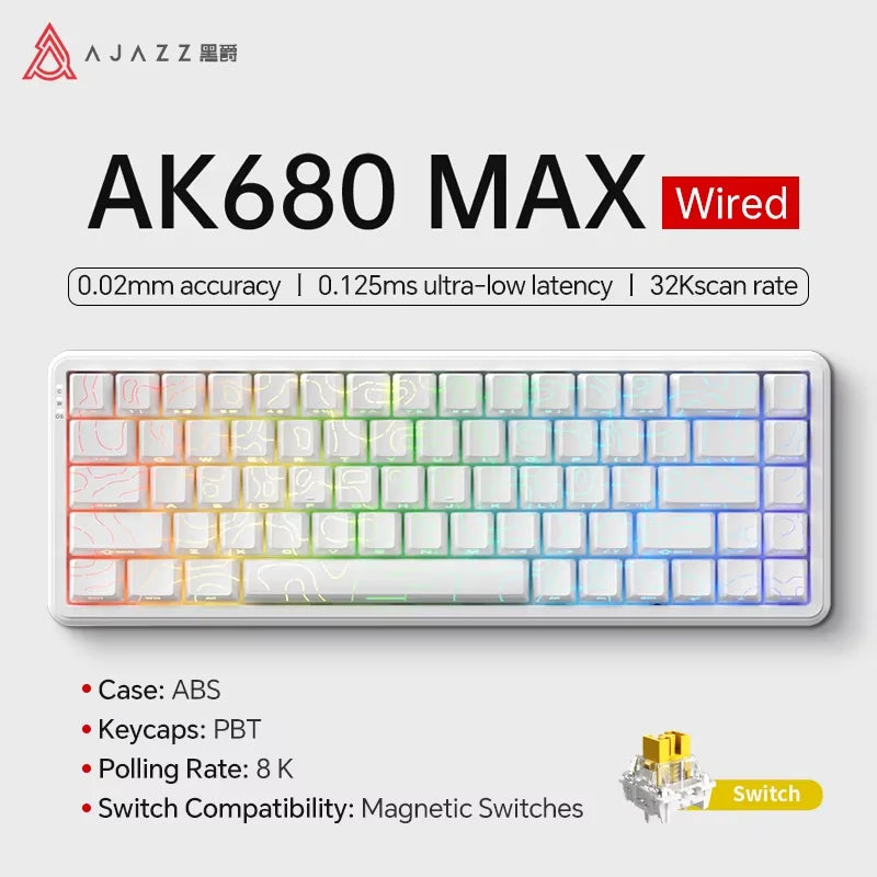 AJAZZ AK680 MAX Magnetic Axis Wired Keyboard 0.125ms Ultra-Low Latency Professional Gaming Keyboard