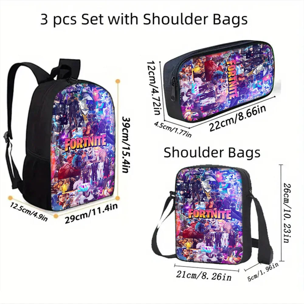 Child School Backpack with Shoulder Bag and Pencil Case School Bags for Hot Game Design Fortnite Boys and Girls Best Gift