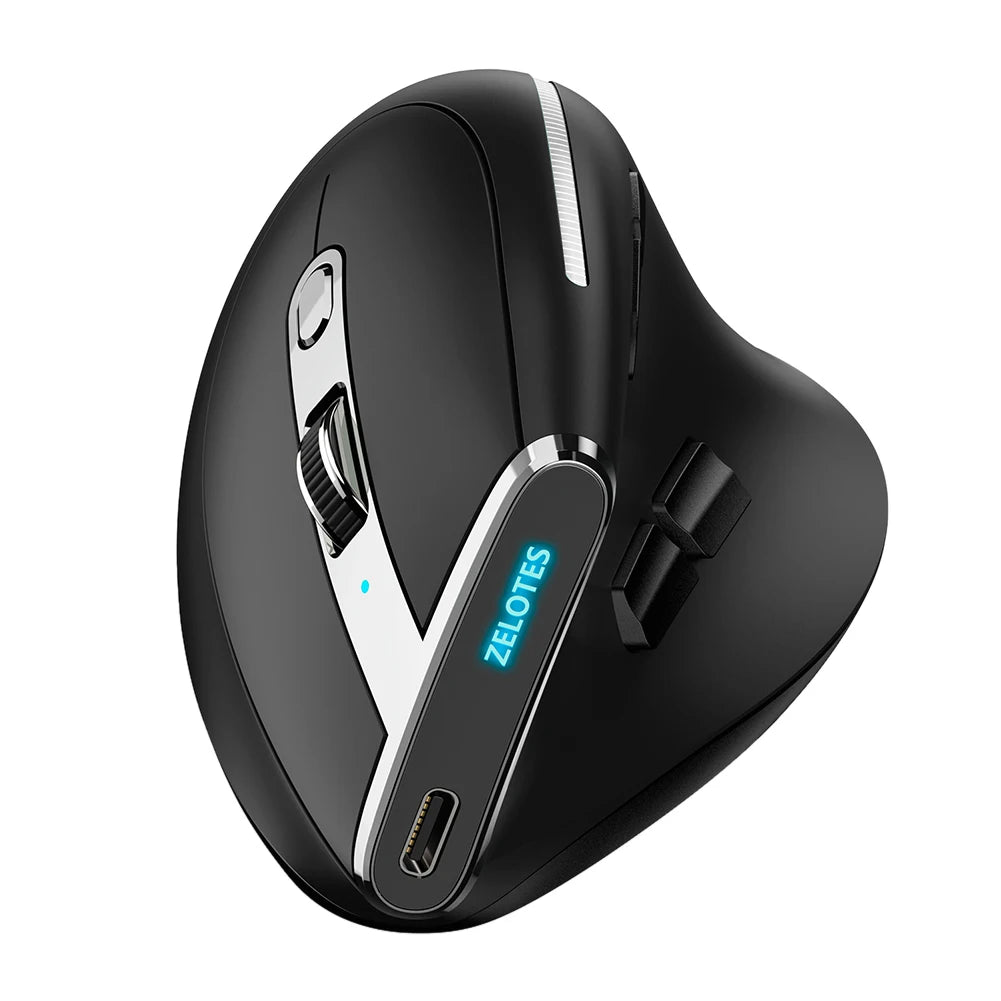 Mouse verticale ergonomico F-36 2.4G+BT1+BT2 wireless per mano destra e sinistra, mouse da gaming ottico USB per computer e laptop