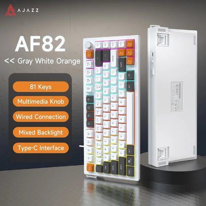 AJAZZ AF82 Low-Proflie Electrostatic Keyboard  4000mAh Trl-Mode 75% Type-C Display Screen  Keyboard Office Gaming E-sport