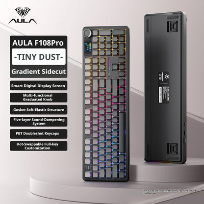 AULA F108 PRO Mechanische Tastatur, individuelles 100-%-Layout, RGB-Hintergrundbeleuchtung, kabellose Bluetooth-Verbindung, HiFi-Switch, Gaming-Tastatur
