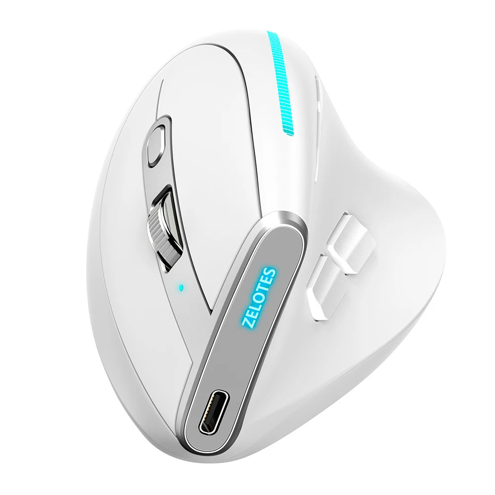 Mouse verticale ergonomico F-36 2.4G+BT1+BT2 wireless per mano destra e sinistra, mouse da gaming ottico USB per computer e laptop