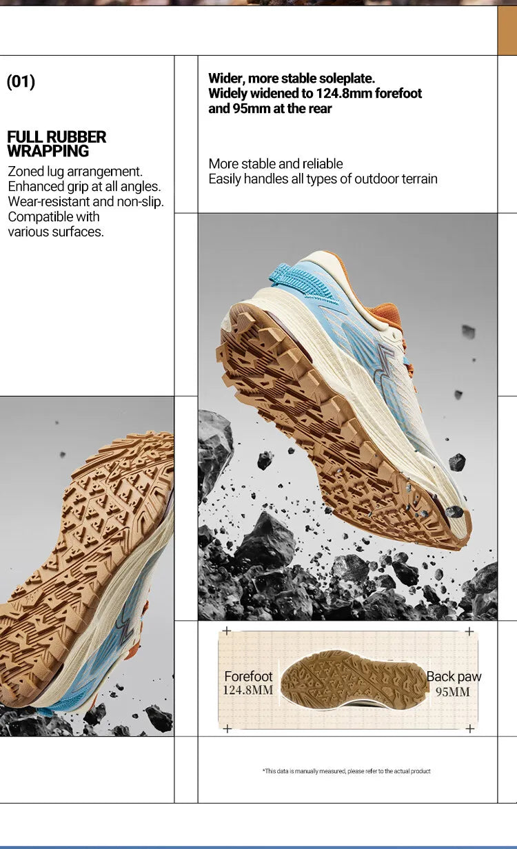 361 Degrees WUXIA 2 Running Shoes, Light Breathable Cushioning, Non-Slip Soft Outdoor Hiking Versatile Sneakers Male 672542201