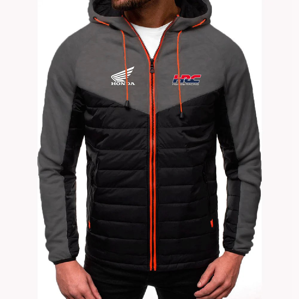 Produit gaming premium Fraquane, 2025 Spring And Autumn Comfortable Jacket Slim Coat Men's New Seven-color Cotton-padded Honda racing Print Patchwork Hoodies