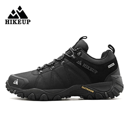 HIKEUP fire-sæsons vandresko til mænd, udendørssport, ægte læder, slidstærke klatresko, gummisål, trekking-sneaker