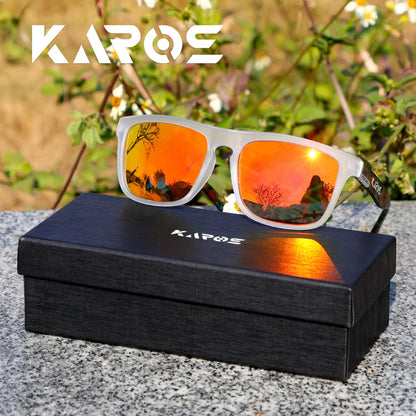 Karos Vintage Polarized Sunglasses Fashion Square Travel Driving Fishing Glasses Men Women Sports UV400 Eyewear Box YZ2024WB
