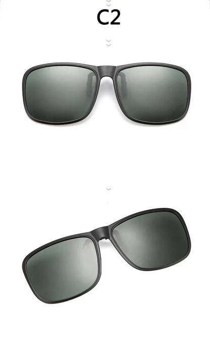 BOYSEEN Polarized Flip Clip Sunglasses Driving Dark UV400 Photochromic Anti Glare Lens Sun Glasses Car Driver Vintage Square