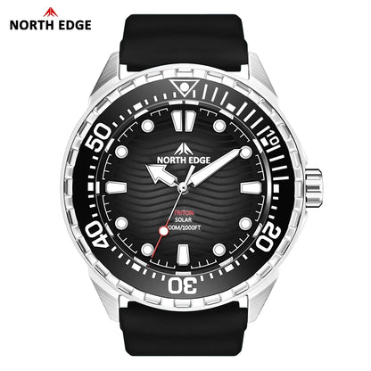 NORTH EDGE TRITON-TI Titánové nerezové potápačské hodinky na solárny pohon Luxusné quartzové hodinky pre mužov Vodotesnosť 300 m Výdrž viac ako 180 dní