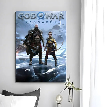 Game G-God of War Poster  Self-adhesive Art Waterproof Paper Sticker Coffee House Bar Room Wall Decor