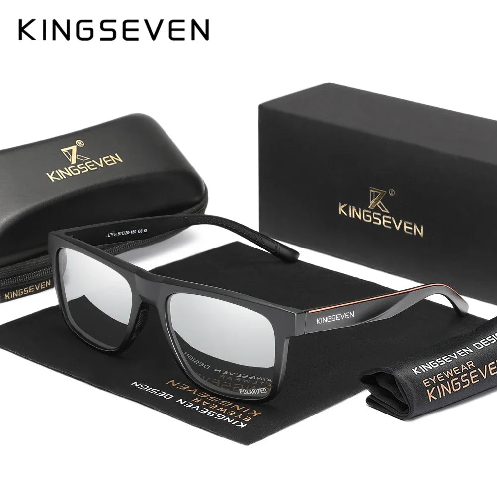 KINGSEVEN Brand Trendy Rectangle Frame Sunglasses Vintage Polarized Women Men Glasses Causal Driving Eyewear UV400
