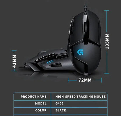 Mouse gaming Logitech G402 Fusion Engine Tech, 4 impostazioni DPI, processore 32-bit, antiscivolo, per gaming competitivo professionale