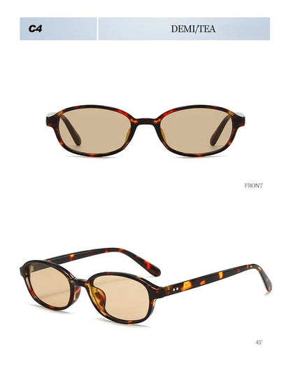 Personalized oval-shaped small frame plastic-rimmed sunglasses for men and women, suitable for daily sun protection