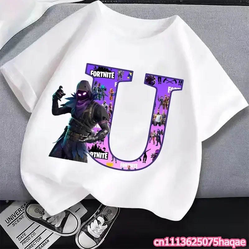 New Fortnites Kids T-shirts Cartoon Letter Graphic T-shirts Boys Girls Summer Casual Sports Short Sleeve Tops Children Clothing