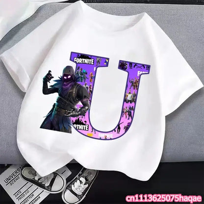 New Fortnites Kids T-shirts Cartoon Letter Graphic T-shirts Boys Girls Summer Casual Sports Short Sleeve Tops Children Clothing