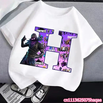 New Fortnites Kids T-shirts Cartoon Letter Graphic T-shirts Boys Girls Summer Casual Sports Short Sleeve Tops Children Clothing