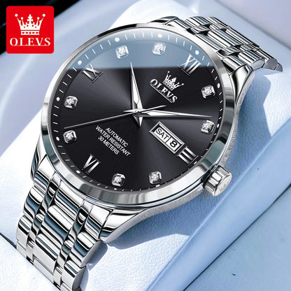 OLEVS 9946 Men’s Automatic Watch – A luxury mechanical wristwatch featuring a calendar with date display, ideal for businessmen.