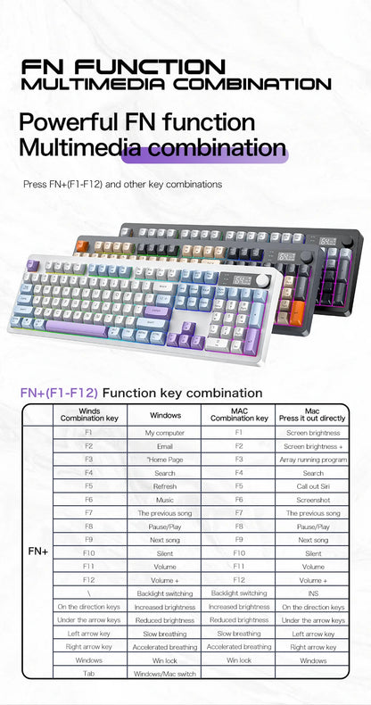 XUNFOX TK100 tastiera wireless 2.4 Bluetooth dual-mode gaming silenziosa per ufficio e notebook, universale