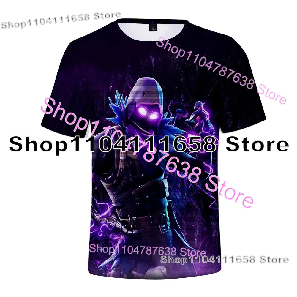 T-shirt de verão Raven Ultima Knight F-Fortnite, t-shirt masculina com estampado 3D Banana Peely, tops de jogo Battle Royale, presentes de aniversário