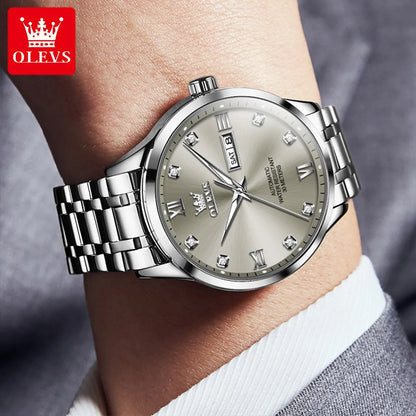 OLEVS 9946 Men’s Automatic Watch – A luxury mechanical wristwatch featuring a calendar with date display, ideal for businessmen.