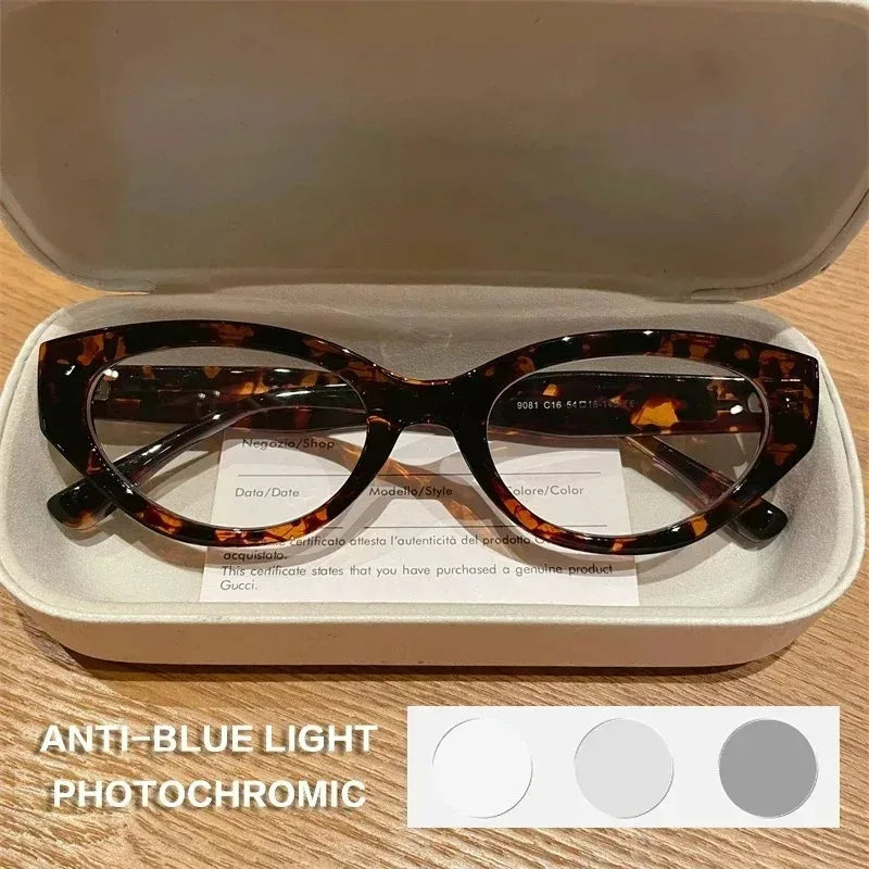 EYORA Vintage Cat Eye Reading Glasses Women Anti Blue Ray Myopia Eyewear Photochromic Progressive Prescription Optical Glasses