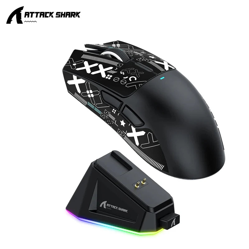 Attack Shark X11 Wireless Gaming Mouse with RGB Charging Dock, PAW3311 Sensor, 22000 DPI, Tri-Mode Bluetooth, 1000Hz Polling Rate Gaming Mouse