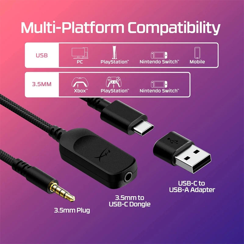 Cuffie da gaming cablate HyperX Cloud III con audio spaziale DTS X, driver da 53mm, microfono con cancellazione del rumore – Cuffie da gaming USB e 3.5mm per PC, PS5, Xbox, Switch