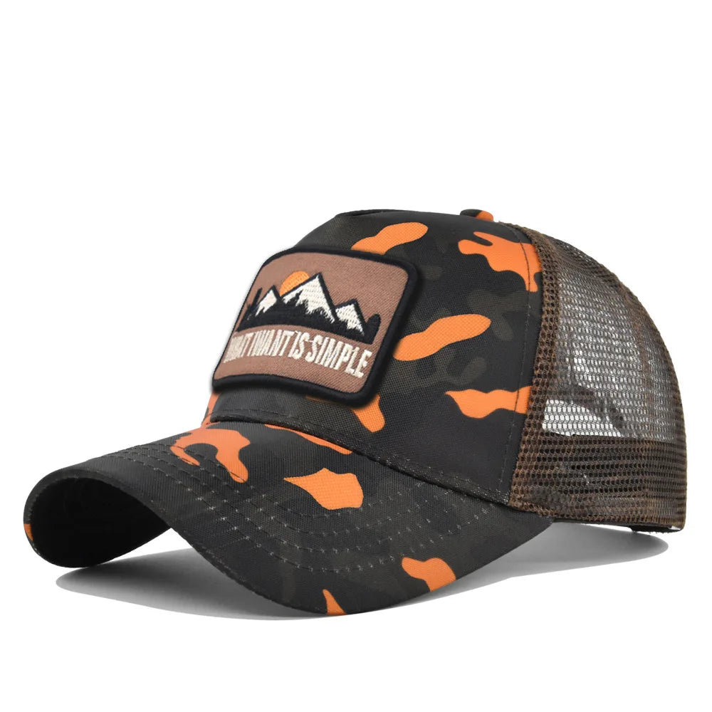 Letter Mesh Breathable Hat Women Men Embroidery Blocking Baseball Cap Sunshade Outdoor Sports Cycling Travel Sun Hat Dad Hat