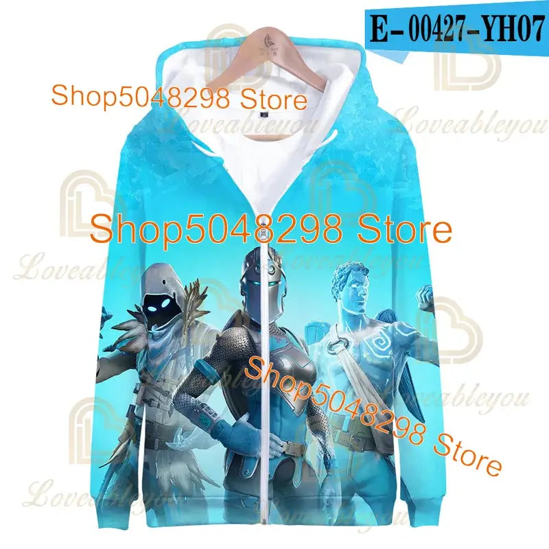 Fortnite Adults Kids Wear Kids Zipper Hoodies Game 3D Print Boys Girls Harajuku Sweatshirt Long Sleeve Tops Teen Clothes