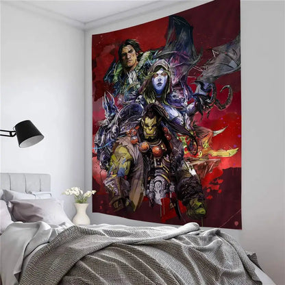 Populärt spel World of Warcraft – stor väggbonad med tryck, billig hippie-väggbonad, bohemiska väggbonader, mandala, heminredning