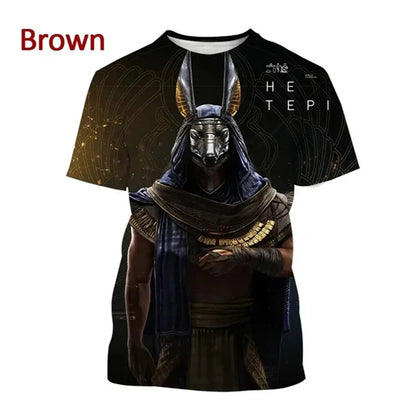 T-Shirts mit dem Sensenmann Anubis – 3D-gedrucktes T-Shirt mit altägyptischem Gott – Auge Ägyptens – Pharao – Harajuku-Mode – Kurzarm-T-Shirt