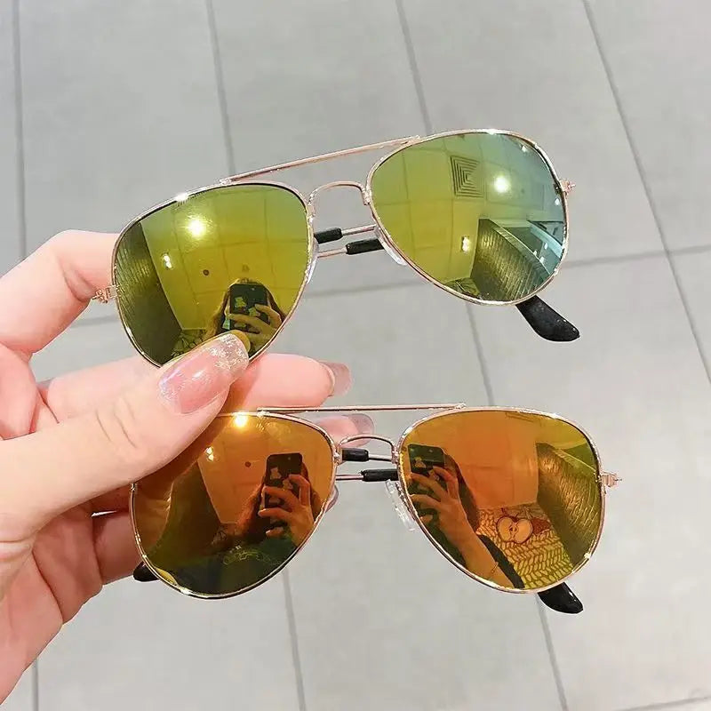 Classic Pilot Children Sunglasses UV400 Metal Vintage Driving Sun Glasses Outdoor Cute Girl Boy Fashion Summer UV Kids Eyewear