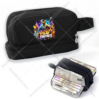 Žaidimų ir anime stiliaus Fortnites mokinio penalas, mielas penalas berniukams ir mergaitėms, didelės talpos nailoninis penalas rašikliams, mokyklinės kanceliarinės prekės vaikams
