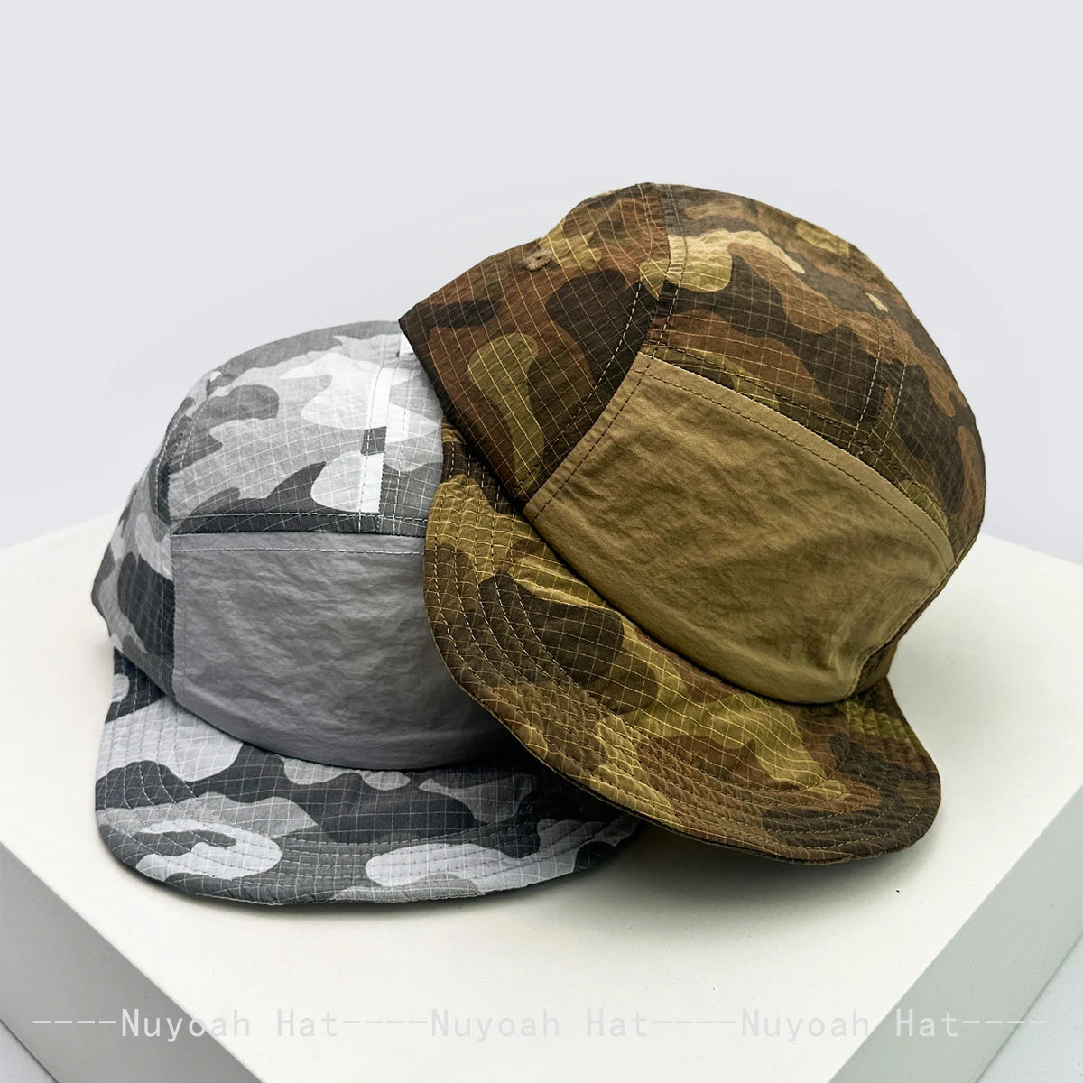 Unisex CAMO greitai džiūstančios beisbolo kepurės su siuvinėtomis raidėmis, apsaugančios nuo saulės, spalvų blokų dizaino, kvėpuojančios, asmeninės, su snapeliu, universalios