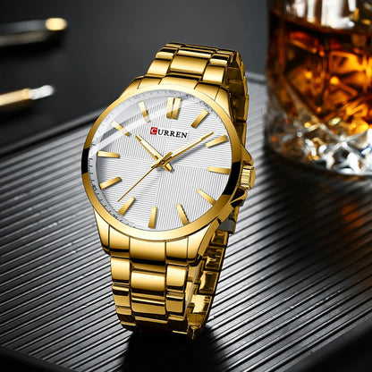 CURREN Men’s Watch – Luxury model, water-resistant, military style, stainless steel – Sports wristwatch (ref. 8322)