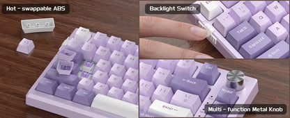 Teclado gaming mecânico MageGee SKY81 75%, RGB, gasket mount, hot-swappable, com fios, personalizável, som cremoso, amortecimento acústico e botão rotativo