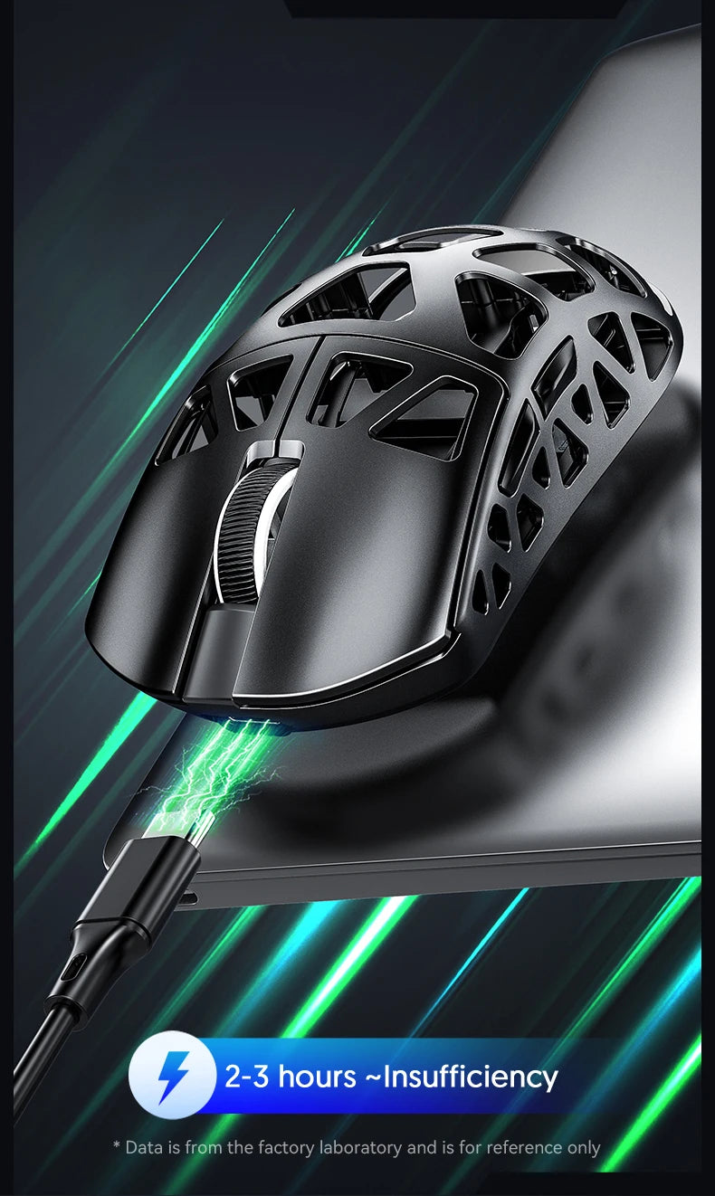 Mouse gaming ATTACK SHARK R3 din aliaj de magneziu cu design tip fagure, ultra-ușor, 8K Hz, senzor PAW3395, 26000 DPI, carcasă ergonomică
