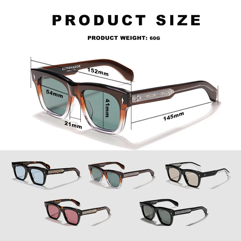 Fashion Design Handmade Square Acetate Sunglasses For Men Women Classic Sunglasses outdoor UV400 Protection Logo Customization