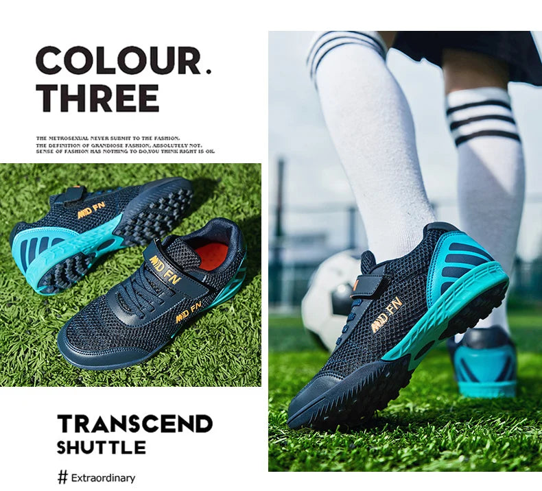 Stylish and Comfortable Boys' and Girls' Training Game Sneakers for Indoor and Outdoor Lawn, Youth Student Soccer Shoes Sizes 29-39