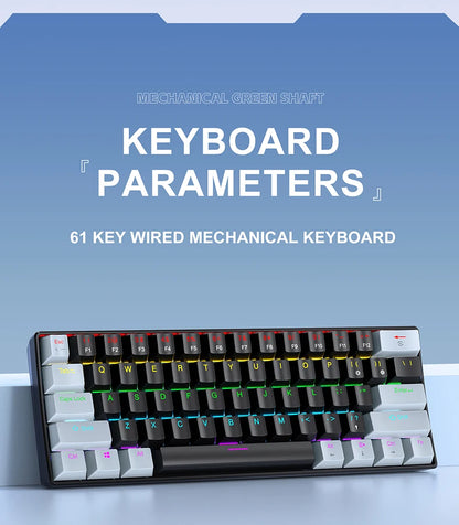Tastiera meccanica da gaming cablata mini APAYADO K61 60% Phantom RGB, 61 tasti, switch Red/Blue, ergonomica, portatile per PC/laptop