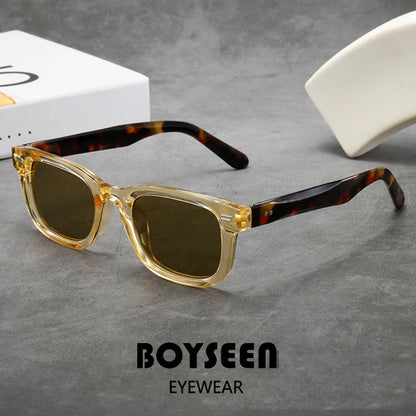 Men's Thick Framed Retro Brown Sunglasses Narrow Framed Hip-hop Style Rapper Eyewear Vacation Sunglasses UV400