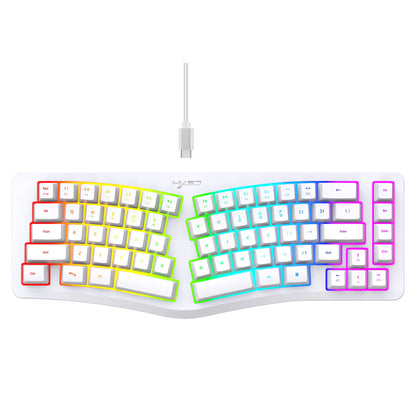 69 Key Wired Ergonomic Gaming Keyboard Keyboard Silent Irregular RGB Backlit Keyboard for Windows Linux Home Office Game PC