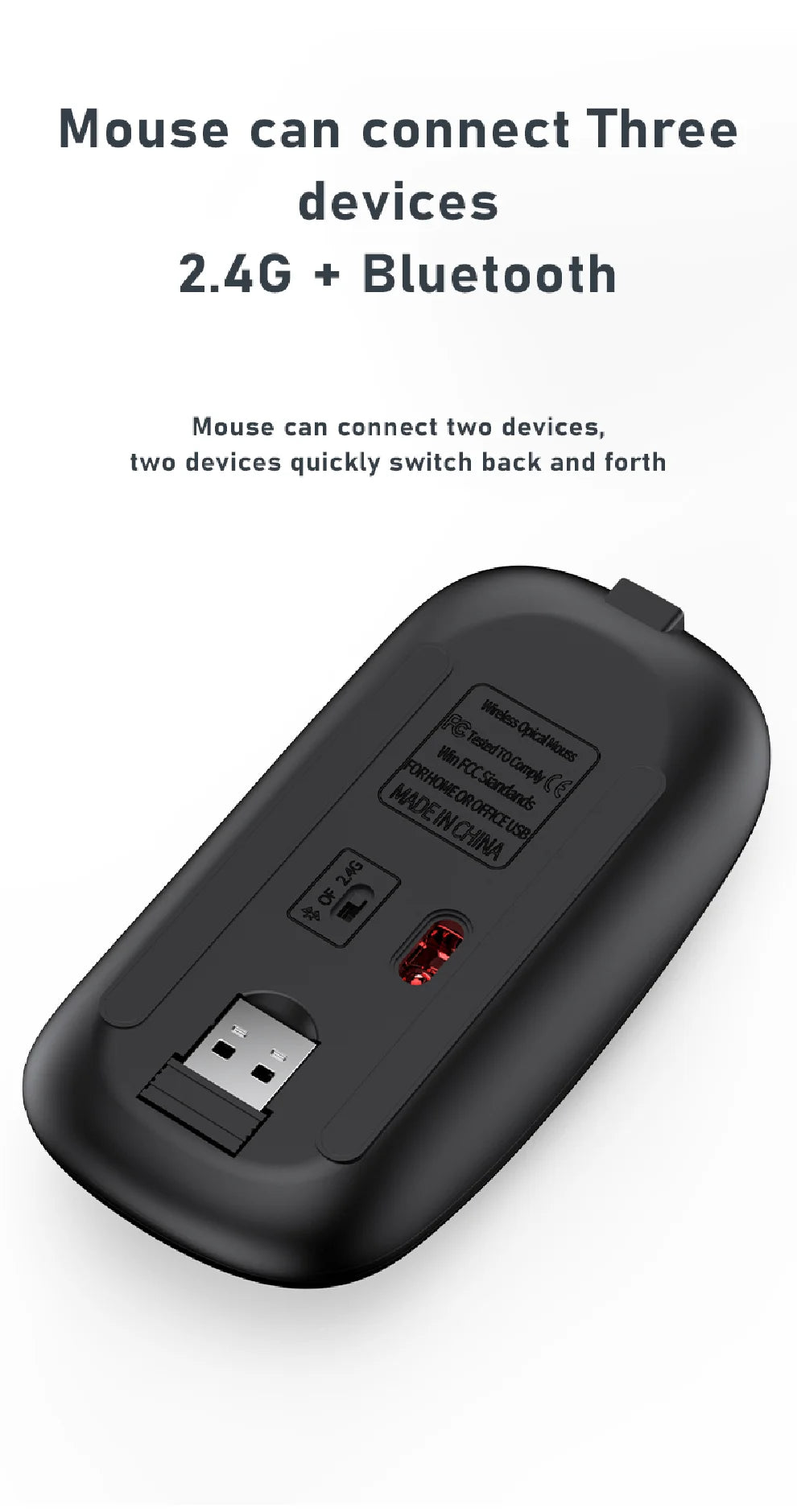 JOMAA Bluetooth & 2.4G USB Keyboard and Mouse Set for Laptop Computer iPad Rechargeable Wireless Keyboard and Mouse Combo Silent