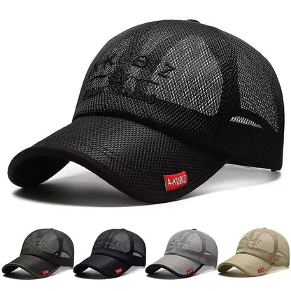 Chapéus de Verão para Homem e Mulher, Bonés de Basebol em Malha, Pala Bordada de Moda, Chapéu de Exterior com Letras Bordadas e Proteção Solar
