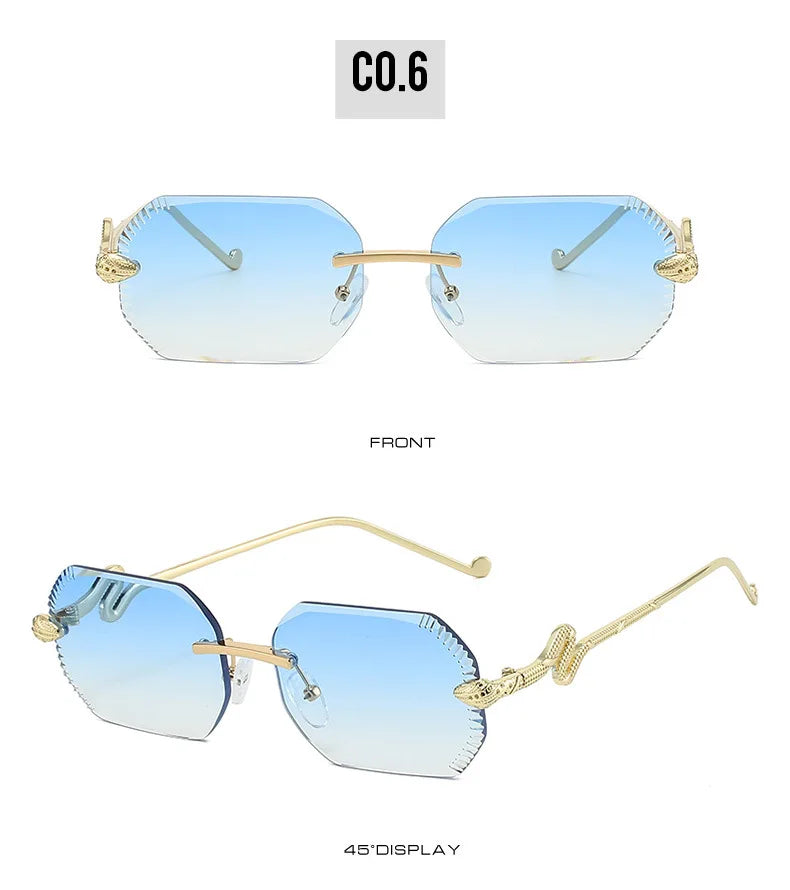Fashion snake-shaped metal decorative sunglasses - unisex irregular frame, UV protection, sunshades