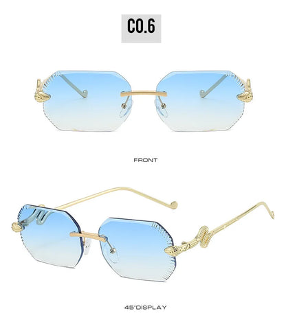 Fashion snake-shaped metal decorative sunglasses - unisex irregular frame, UV protection, sunshades