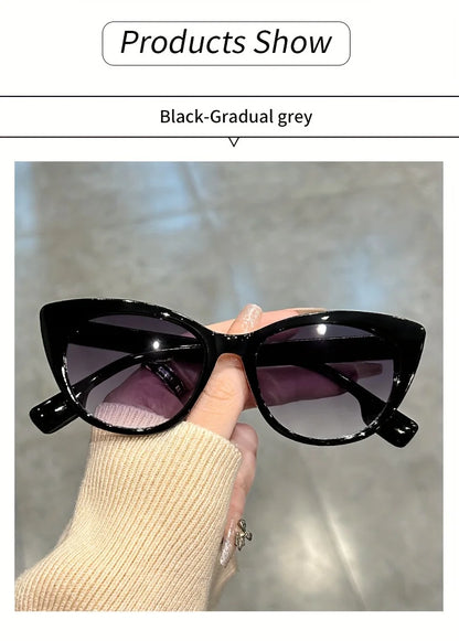 New Glossy Red Black Color-Block Gradient Cat-Eye Sunglasses Chic Women's Glasses with Anti-Glare Lenses for Fashionable Travel