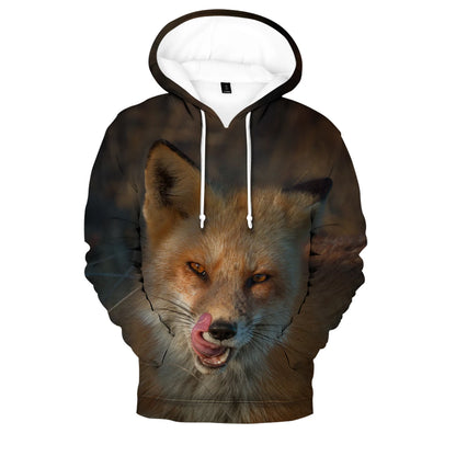 Suositut hip hop -tyyliset uutuushupparit ja collegepaidat, mukava uusi Fox 3D -printti, miehille/naisille, aikuisille/lapsille, rennot puserot
