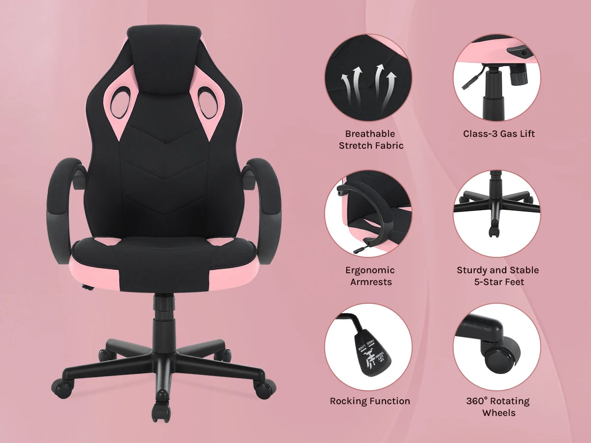 WOLTU Gaming Chair Gamer Armchair Office Computer Chair Ergonomic Design Fabric 360° Swivel Chair Adjustable Height High Back