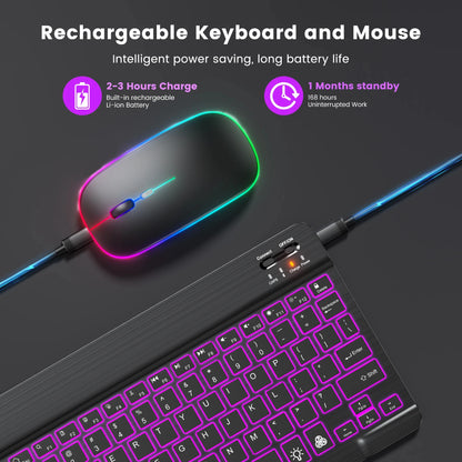 Mini tastiera Bluetooth RGB, tastiera wireless da 10 inch retroilluminata con touchpad, per iOS, Android, Windows e iPad