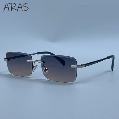 Rimless Rectangle Sunglasses Women 2026 Luxury Designer Fashion Retro Metal Sun Glasses Trendy Y2K Shades Small Frame Eyewear